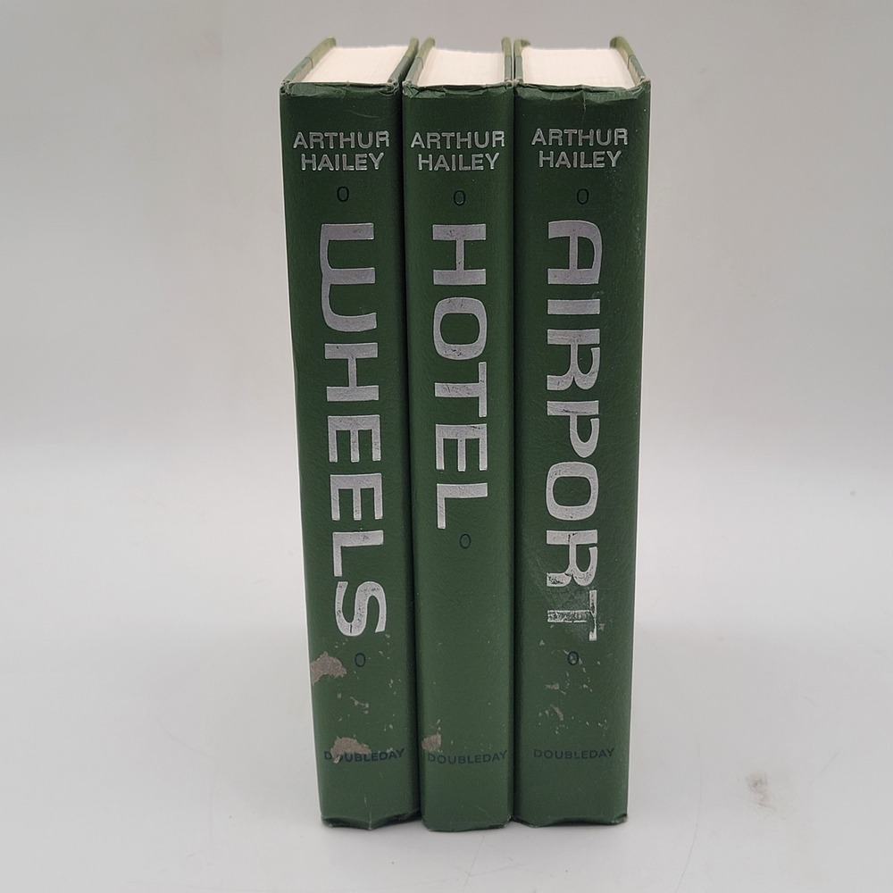 Arthur‎ Hailey Wheels Hotel Airport Hardcover Doubleday Book Set Vintage Good